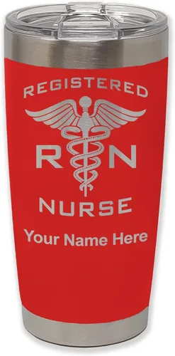 Vista 43 de LaserGram Vaso aislado al vacío de 20 onzas, enfermera registrada RN, grabado personalizado incluido (negro)