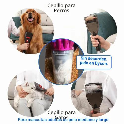 Vista 5 de Accesorio de vacío para pelo de perro para Dyson Cordless Upright Canister, herramienta de aseo para mascotas Cepillo para muda para V6 V7 V8 V10