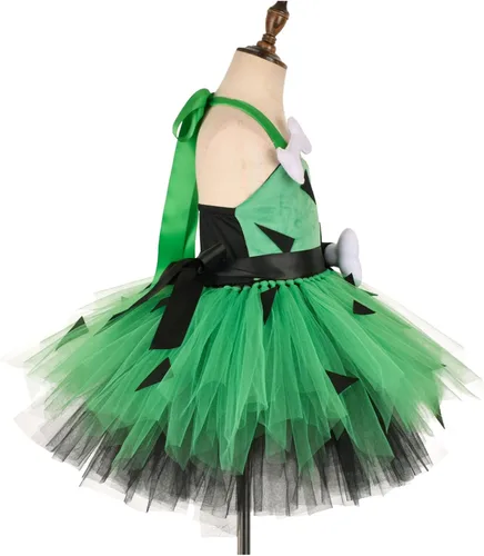 Vista 4 de iiniim Baby Kids Costume Halloween Cosplay Dress Up Cavegirl Tutu Dress with Headwear
