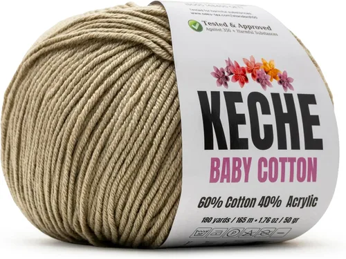 Vista 88 de Keche Hilo de Algodón, 60% Algodón 40% Hilo Acrílico, Hilo de Algodón Suave para Crochet y Tejer, Hilo Amigurumi 1 Madeja/Bola 1.76 Oz (50g) / 180