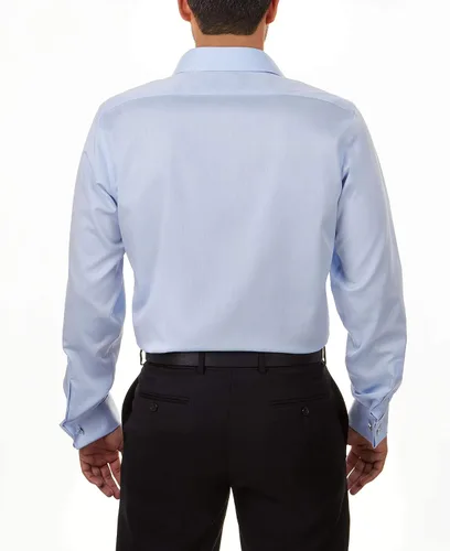 Vista 2 de Calvin Klein Camisa de vestir para hombre, ajuste delgado, sin planchar, espiga francesa