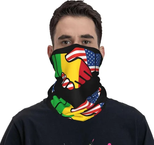 Vista 3 de Neck Gaiter Mali Malian American Flag USA Handshake Face Cover Scarf Uv Sun Protection Balaclava Head Mask for Men Women Fishing Mask Hiking Cycling