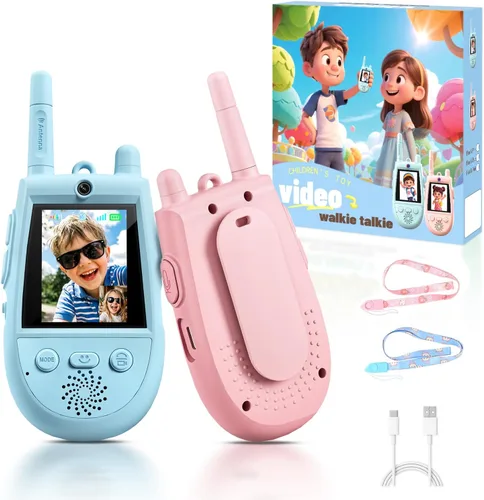 Vista 11 de Paquete de 2 walkie talkies de video para niños, walkie talkies con video Azul/Azul