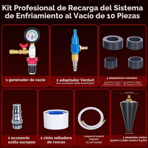 Vista 2 de BILITOOLS Kit de recarga de vacío de refrigerante de 10 piezas, elevación