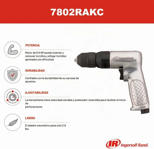 Vista 2 de Ingersoll Rand 7802RAKC Taladro de aire reversible de 3/8