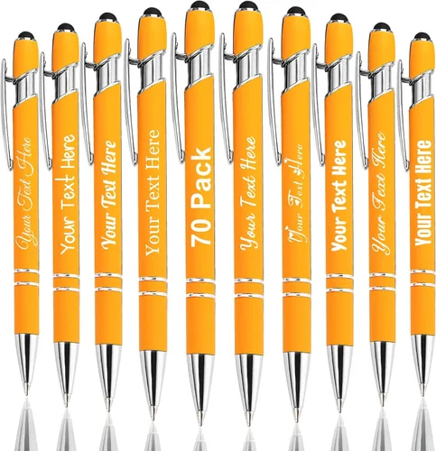 Vista 24 de Hasta 300 bolígrafos personalizados a granel con nombre personalizado con grabado gratis, puntas de lápiz capacitivo grabado, bolígrafo