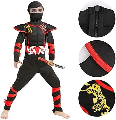 Vista 5 de Szsppinnshp Disfraz de ninja de Halloween para niños