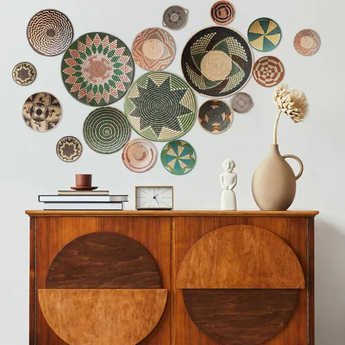 Vista 5 de Glenmal 18 calcomanías de pared de cesta bohemia, calcomanías de pared redondas, decoración moderna, calcomanías de decoración para despegar