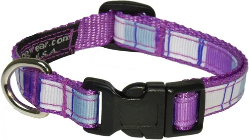 Vista 2 de Collar de perro con estampado a rayas Morado/Multi 10-14 pulgadas, pequeño Púrpura/Multi