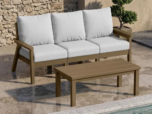 Vista 14 de PLUUV Juego de muebles de patio al aire libre HDPE, 7 piezas, marco negro Marco negro/cojín gris