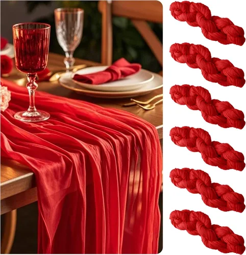 Vista 8 de 6 caminos de mesa de gasa de 10 pies para arco de boda rústico, decoración de baby shower, fiesta de cumpleaños (6, verde oliva oscuro)