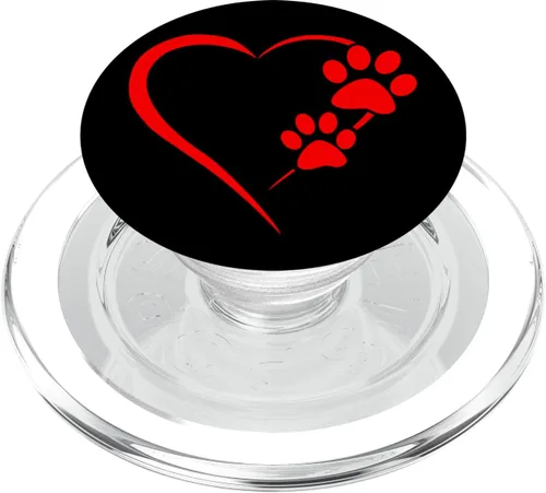 Vista 8 de Pata de perro con diseño de corazón rojo con diseño de pata de perro, color negro