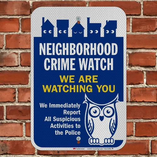 Vista 4 de SmartSign Letrero de "Neighborhood Crime Watch - We Are Watching You" 12 x 18 pulgadas, aluminio reflectante de grado diamante 3M