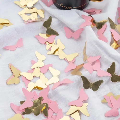 Vista 3 de 300 piezas de oro rosa mariposa confeti mariposa baby shower decoración primavera boda despedida de soltera cumpleaños decoración de mesa