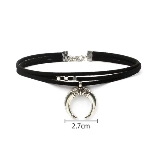 Vista 7 de FMR Gargantilla de luna creciente para mujer, collar de luna, collar de terciopelo negro, collar vintage de múltiples capas, collar con colgante