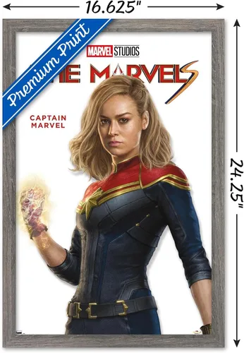 Vista 3 de Trends International Marvel The Marvels - Póster de pared de la serie Capitán Marvel, 22.4 pulgadas de largo x 14.7 pulgadas, versión enmarcada