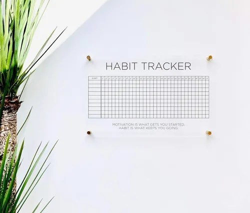 Vista 4 de Large Clear Acrylic Habit Tracker for wall Dry-Erase Message White Board Calendar Wall Mounted Office Home Family Organization Tools Must Haves