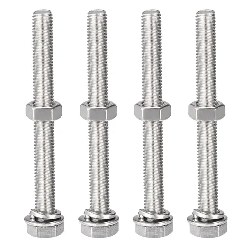 Vista 10 de uxcell Tornillos de cabeza hexagonal M8 x 1.969 in, tuercas, kits de arandelas planas y de bloqueo, tornillos hexagonales de acero inoxidable 304, 4