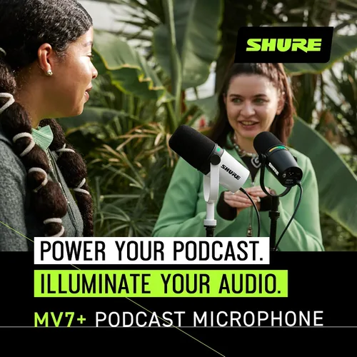 Vista 12 de Shure Micrófono dinámico MV7+ para podcast, certificado OBS, audio mejorado, panel LED, salidas USB-C y XLR, modo de nivel automático, filtro