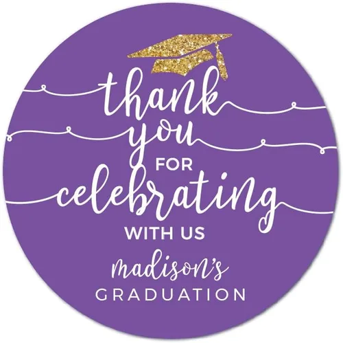 Vista 20 de Andaz Press Colección de fiesta de graduación con purpurina de color morado real y dorado, pancarta colgante con cuerda, Congrats Grad!, 5 pies, 1