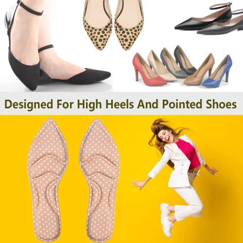 Vista 6 de Plantillas para zapatos, plantillas de zapatos para mujer, plantillas de tacón alto, (2 pares beige) insertos de cojín de zapatos transpirables