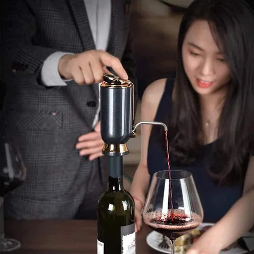 Vista 5 de Decantador de vino eléctrico, vertedor de vino inteligente automático y aireador, bomba de vino eléctrica, dispensador de bomba de decantador