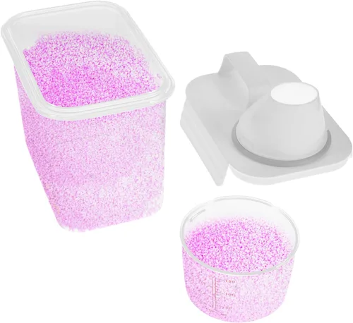 Vista 4 de jojofuny Dispensador con tapa Botellas de loción vacías Dispensador de líquido de lavandería Dispensador de polvo Perfumado Grano de lavandería