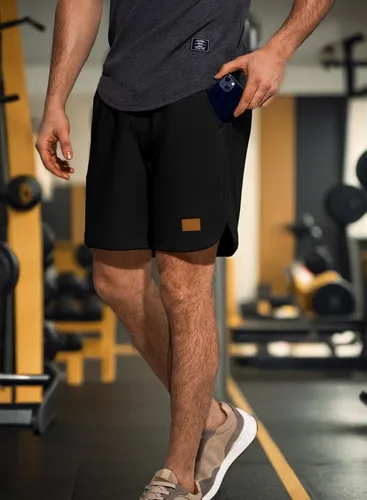 Vista 8 de JMIERR Pantalones cortos de punto gofre para hombre, estilo casual, cintura elástica, cordón ajustable, pantalones cortos de entrenamiento