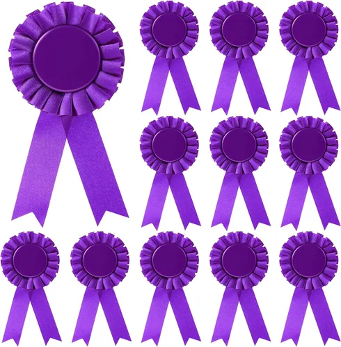 Vista 12 de Cinta de premio en blanco de 12 piezas, premio de premio de 1er lugar, medalla de roseta, cinta de participación de reconocimiento de victoria