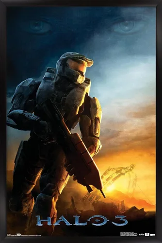 Vista 9 de Trends International Halo 3 - Póster de pared del Despertar, 14.725 x 22.375 pulgadas, versión con marco de madera tipo granero