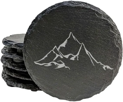 Vista 41 de Mountain Majesty - Posavasos de pizarra con impresionante diseño de escena de montaña, perfectos para decoración del hogar y la oficina y protección