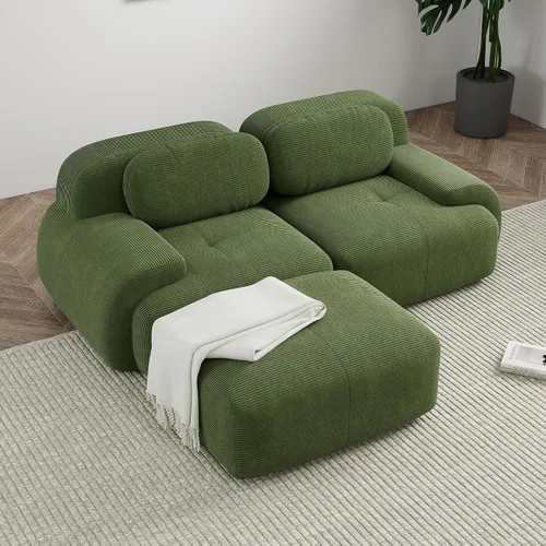 Vista 63 de Sofá sin hueso de 82 pulgadas, cómodo sofá cama de dos plazas, sofá comprimido con asiento profundo, sofá nube de pana para sala de estar