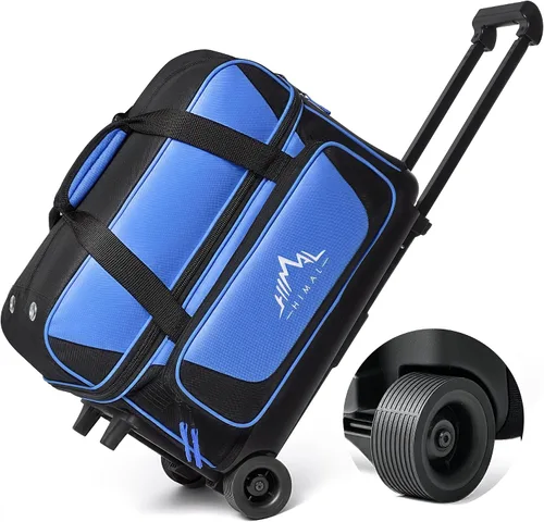 Vista 8 de GoHimal Bolsa de bolos de doble rodillo para 2 bolas con compartimento separado para zapatos de boliche (hasta talla 15 de hombre de EE. UU.) y Negro
