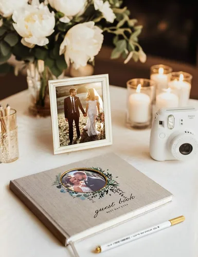 Vista 6 de Libro de invitados de boda, Libro de invitados para recepción de boda, Libro de invitados Polaroid para boda de 100 páginas en papel con tapa dura