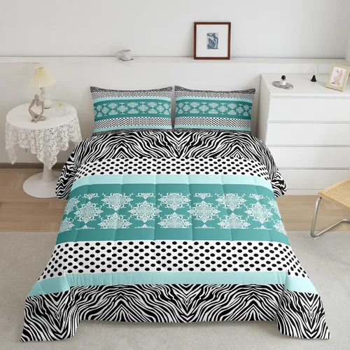 Vista 11 de Juego de ropa de cama individual de piel de cebra, guepardo y leopardo, para niños y adultos, juego de edredón de piel de animales salvajes
