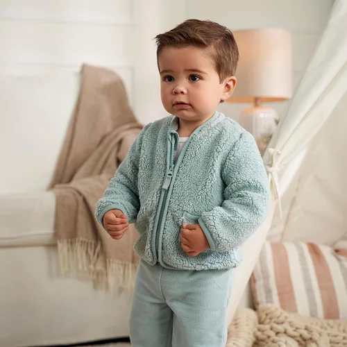 Vista 4 de Gerber Baby Boys Toddler Sherpa Jacket & Jogger Pant Set