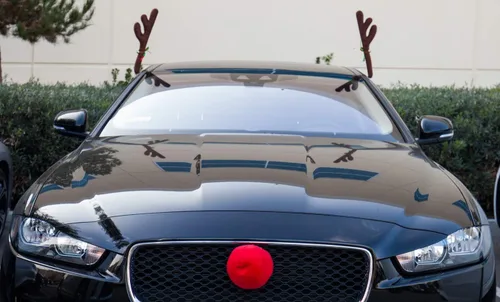 Vista 8 de OxGord - Cuernos y nariz de reno para Navidad - Kit de decoraciones para ventana, techo y parrilla de Rudolph el reno - Kit de accesorios exteriores