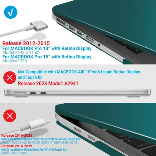 Vista 95 de IBENZER - Compatible con Funda para MacBook Pro de 13 Pulgadas 2015 2014 2013 Finales 2012 A1502 A1425, Carcasa Rígida con Cubierta para Teclado