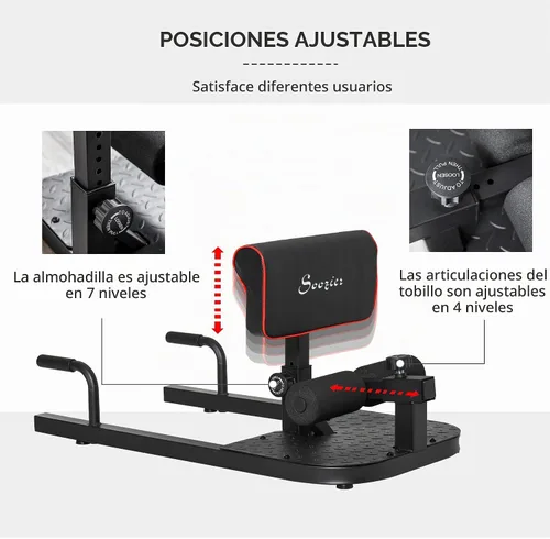 Vista 3 de Soozier 3-in-1 Padded Push Up Sit Deep Sissy Squat Machine Home Gym Fitness Equipment