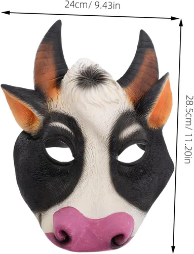 Vista 2 de GALPADA Elegante disfraz de vaca de Halloween de media cara para fiestas y eventos