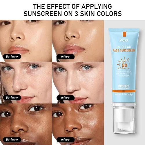 Vista 3 de VGO Protector Solar Transparente para Rostro SPF 50, Esencia Solar Hidratante Sin Sensación Pegajosa Tamaño de Viaje, Protector Solar Contra Rayos