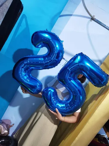 Vista 5 de Globos azules del número 0 de 32 pulgadas, globos de aluminio digitales para decoración de fiesta de cumpleaños (globo azul número 0)