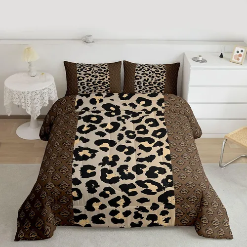 Vista 3 de Erosebridal Juego de edredón con estampado de leopardo, juego de ropa de cama con estampado de guepardo, juego de ropa de cama y colecciones
