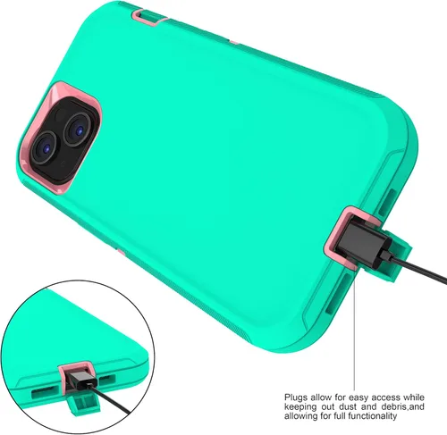 Vista 5 de MXX Funda para iPhone 13, con protector de pantalla de vidrio templado, protector de lente de cámara de 3 capas de alta resistencia, a prueba