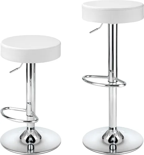 Vista 8 de Finnhomy Juego de 2 taburetes de bar de altura de mostrador, taburetes de bar giratorios con reposapiés y espalda descubierta, taburetes de bar Negro