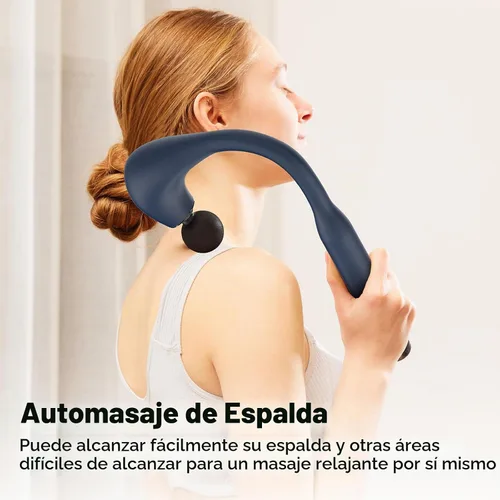 Vista 3 de Pistola de masaje de tejido profundo con mango extendido, revolucionario masajeador de espalda en forma de U, masajeador corporal para cuello