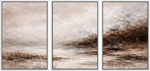 Vista 97 de SIGNWIN Lienzo enmarcado para pared, juego de arte de acuarela pastel, paisaje marrón, naturaleza, naturaleza salvaje, ilustraciones modernas, arte