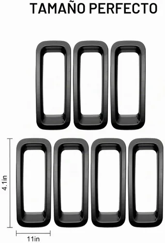 Vista 3 de 7 piezas de insertos de parrilla delantera con cubierta de rejilla para Jeep Patriot 2011-2016 (negro)