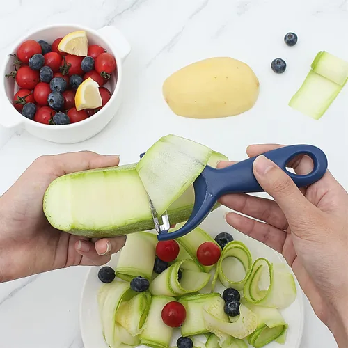 Vista 8 de Social Chef - Juego de 2 peladores de verduras con hoja de acero inoxidable, pelador en Y y pelador giratorio para pelar papas, verduras y frutas