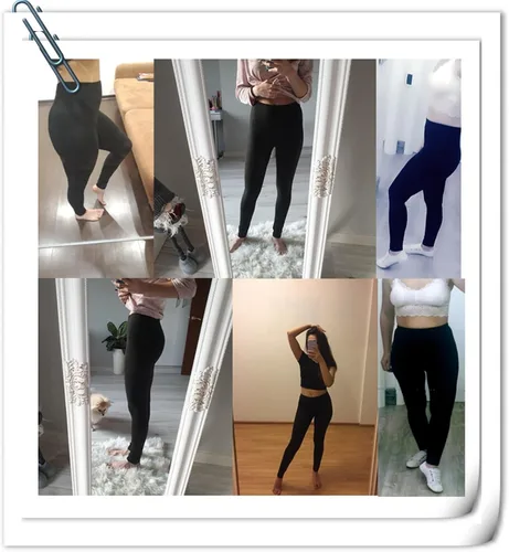 Vista 4 de Leggings casuales para mujer, color negro, elástico, fitness, deporte, gimnasio, cintura alta, pantalones push up spandex